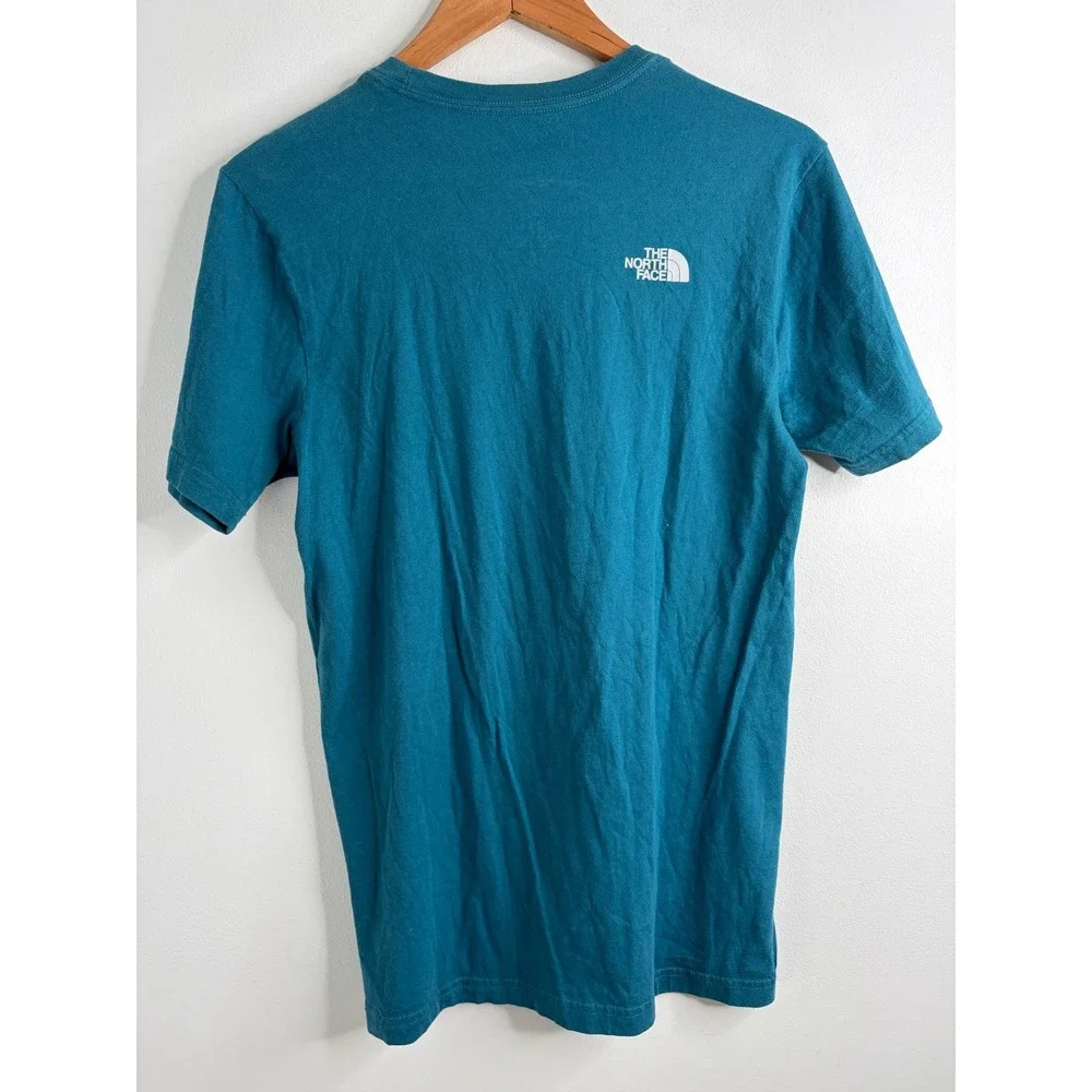 The North Face Mens Teal Blue Hiking Polar Bear Graphic T-Shirt Slim Fit Small